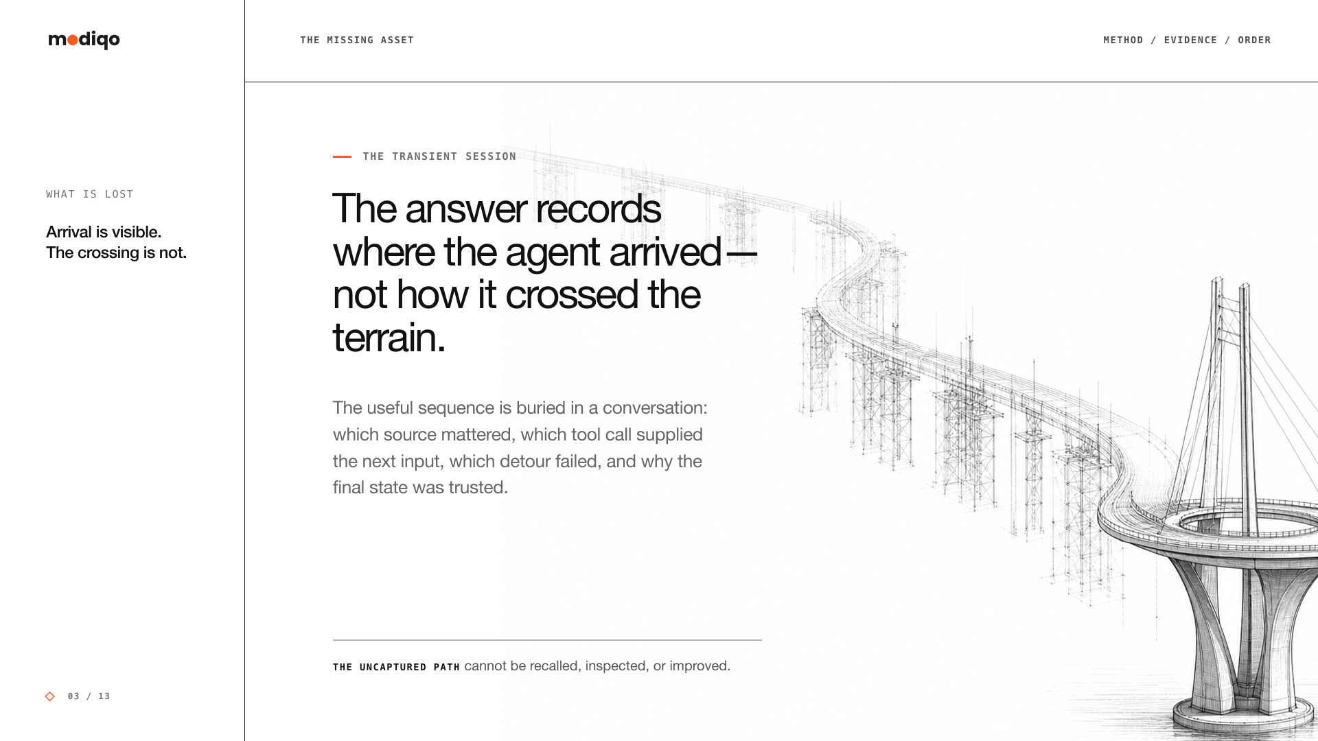 The answer records where the agent arrived—not how it crossed the terrain